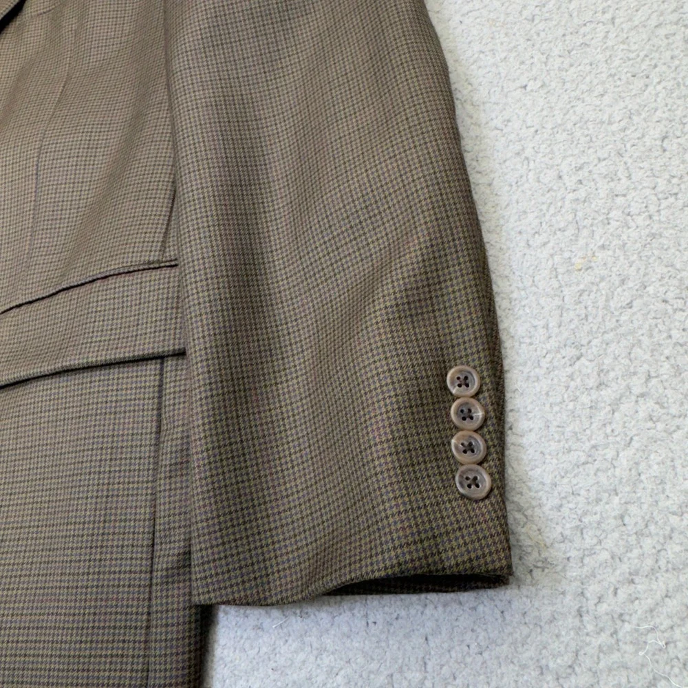 Burberry London Kensington Blazer Mens 46R Brown Houndstooth Wool Sport Coat USA